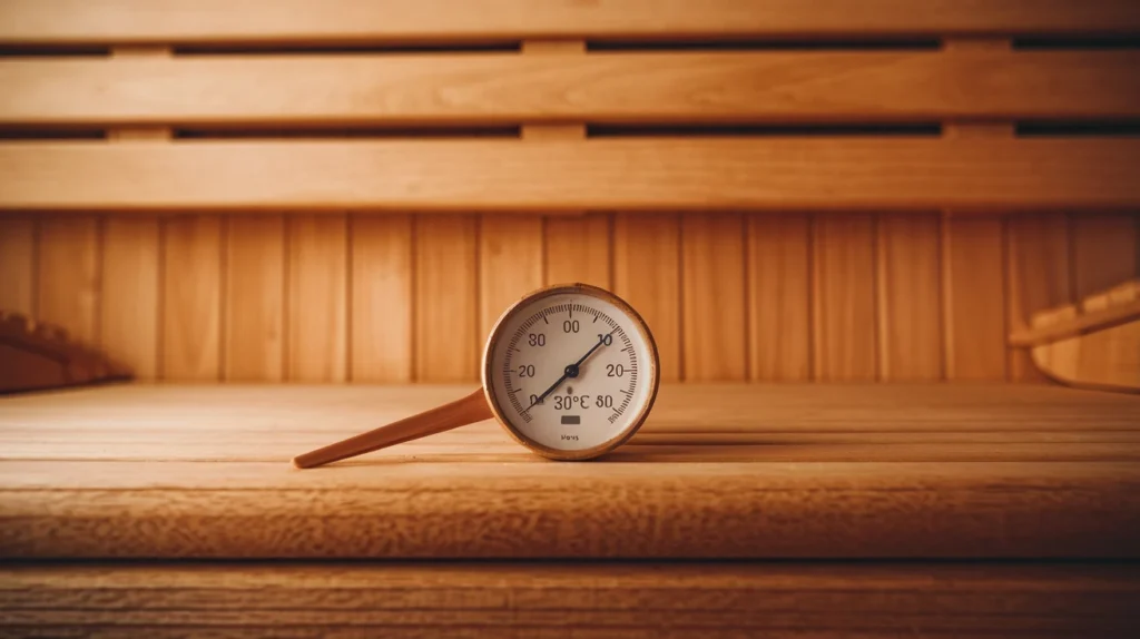 a thermometer inside a sauna
