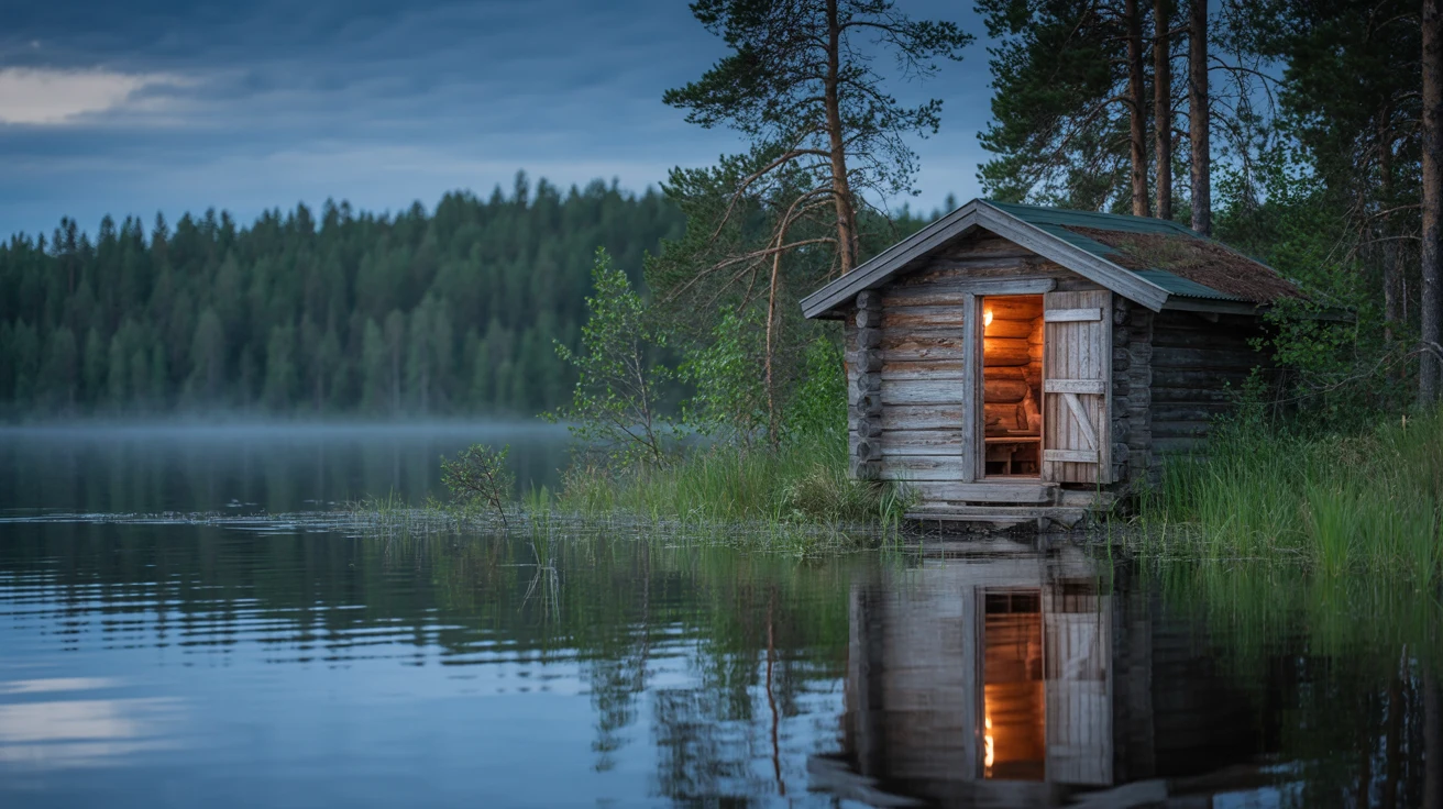 The Saimaa lakeland and the cottage sauna