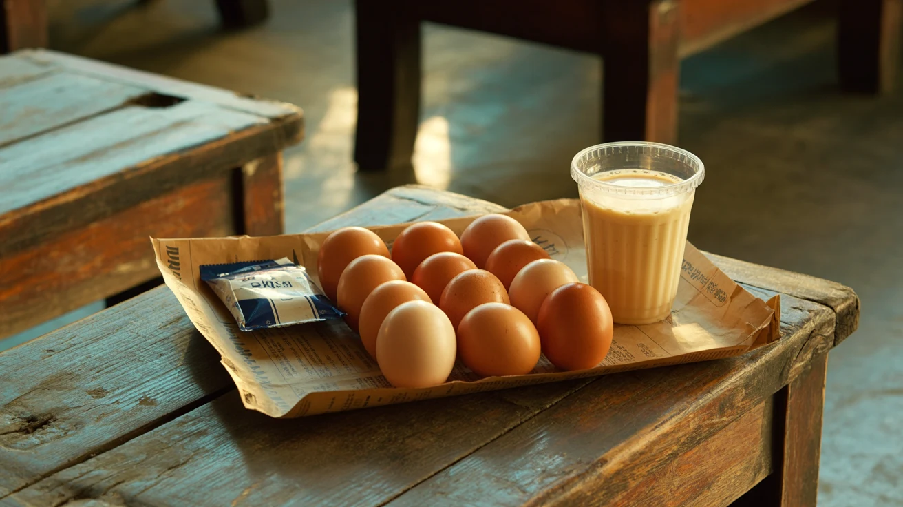Korea: eggs and iced sweet rice drink