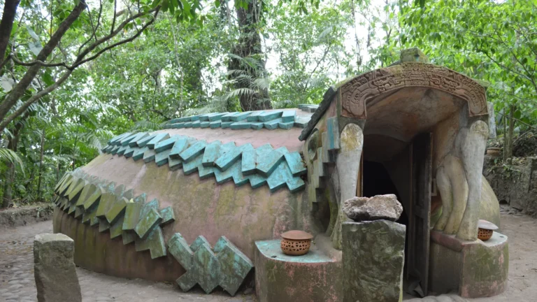 A serpent-shaped temazcal at Nanciyaga Ecological Park in Catemaco, Veracruz